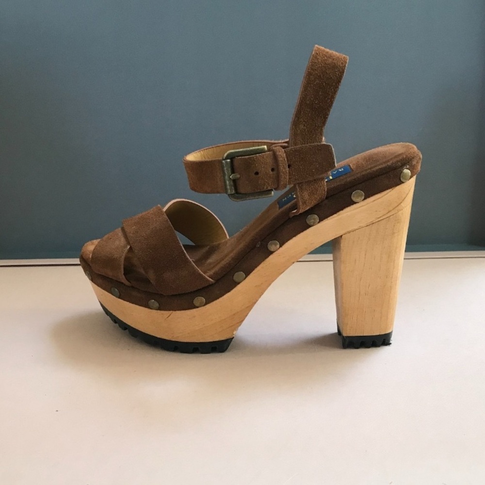 Polo by Ralph Lauren Brown Suede Platform Mules